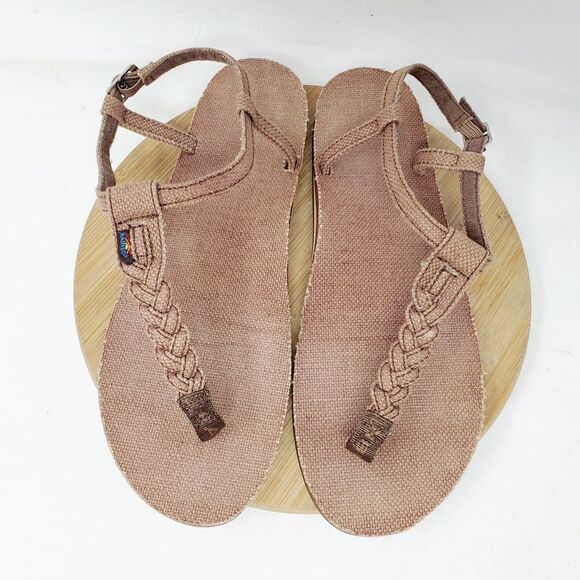 Rainbow T Street Sandals Womens 9 Hemp Thong Flip Flops Brown Shoes XL - Picture 11 of 14